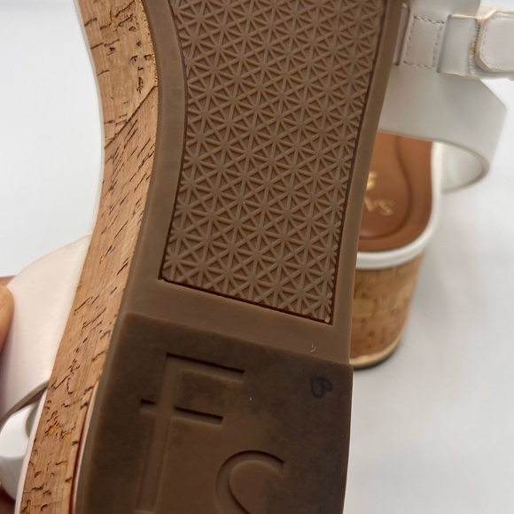 Franco Sarto Womens Primrose Sandals Cork Wedge Platform White Leather - Picture 7 of 9